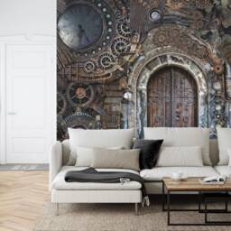 Steampunk Door Wallpaper Mural, Peel & Stick Wall Decal - thumbnail 2