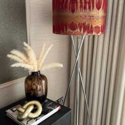Handmade Lampshade in Fryetts Inca Abstract Print Red, Gold, Orange, Copper Colours. Various Sizes Available, Ceiling Or Table Lamp Options - thumbnail 2