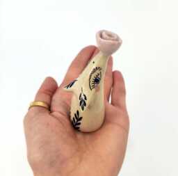 "Hand-Sculpted Ceramic Totem, ""Flowery Spirit" - thumbnail 1