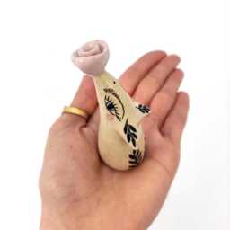 "Hand-Sculpted Ceramic Totem, ""Flowery Spirit" - thumbnail 2
