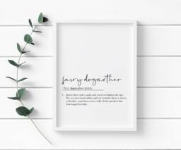 Fairy Dogmother Definition Print - Script Text Printed Onto Thick 220Gsm Premium Finish Paper - A5, A4 & A3 Sizes Available - thumbnail 1