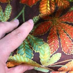 Luxury Velvet Golden Terracotta Green Leaves Cushion - Settee Sofa Statement Decorative Accent Pillow - thumbnail 3