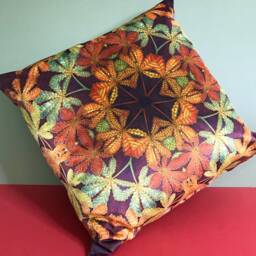 Luxury Velvet Golden Terracotta Green Leaves Cushion - Settee Sofa Statement Decorative Accent Pillow - thumbnail 2