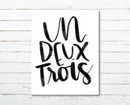 French Numbers Art Print, Un Deux Trois Typography - Digital Download - thumbnail 1