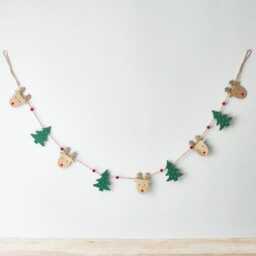 Christmas Garland, Rudolph Reindeer & Tree Wooden Bunting, Bunting - thumbnail 3