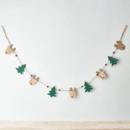 Christmas Garland, Rudolph Reindeer & Tree Wooden Bunting, Bunting - thumbnail 2