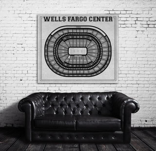 Vintage Wells Fargo Center Seating Chart Print Photo, Matte, Or Canvas - image 1
