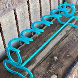 Boot Rack, Holds 3 Pairs Of Boots, Horseshoe Decor, Art, Storage, Organizer, Country Decor, Turquoise Rack - thumbnail 2