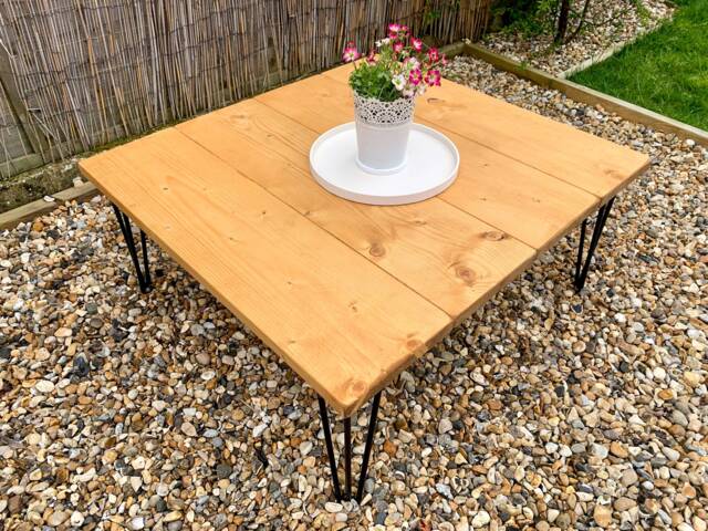 Garden Furniture Dining Coffee Table - Hairpin Legs Rustic - image 1