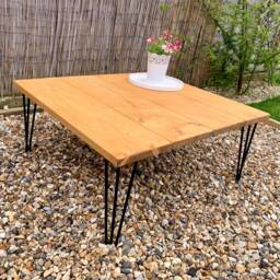 Garden Furniture Dining Coffee Table - Hairpin Legs Rustic - thumbnail 3