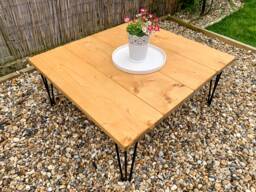 Garden Furniture Dining Coffee Table - Hairpin Legs Rustic - thumbnail 1