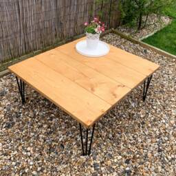 Garden Furniture Dining Coffee Table - Hairpin Legs Rustic - thumbnail 2