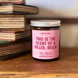 Scent Of A Killer, Twilight Inspired, Cookie & Cherry Scent, Bookish Candle - thumbnail 2