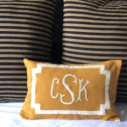 Monogram Pillow Lumbar Decorative Throw Pillow, Pillows - thumbnail 2