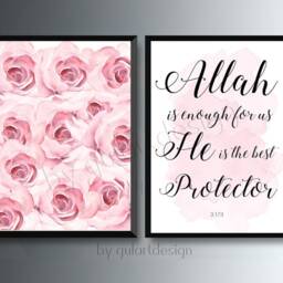 Islamic Wall Art - Posters Decoration Poster Set Pink - thumbnail 2