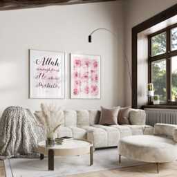 Islamic Wall Art - Posters Decoration Poster Set Pink - thumbnail 4