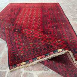 5x9 Handmade Afghan Wool Rug - Bold Red & Black Tribal Rug- Authentic Oriental Area Carpet For Living Room, Hallway Or Entryway Gift Ready - thumbnail 3