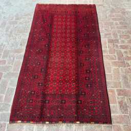 5x9 Handmade Afghan Wool Rug - Bold Red & Black Tribal Rug- Authentic Oriental Area Carpet For Living Room, Hallway Or Entryway Gift Ready - thumbnail 2
