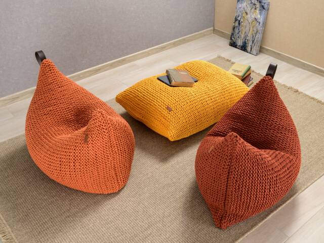Copper Bean Bag Chair, Orange Living Room Gray Pillow Pouf, Fireside Lounge Kids/Adult Beanbag, 37 Colors Filled Ready For Use - image 1