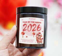 Chinese New Year Gift For Friends Family Colleague Mum Dad - Of The Horse Lunar Celebration Candle With Lion Dance - thumbnail 1