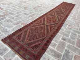 2'3x12'5 Wool Runner Rug - Extra Long Hand-Knotted Authentic Turkish Carpet Oriental Design Corridor Boho Accent Giftable - thumbnail 1