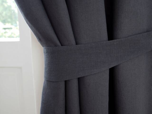 Charcoal Linen Curtain Tie Back, Medium Linen - image 1