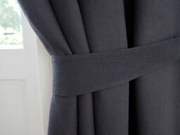 Charcoal Linen Curtain Tie Back, Medium Linen