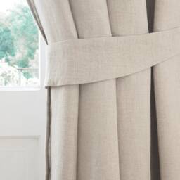 Charcoal Linen Curtain Tie Back, Medium Linen - thumbnail 3