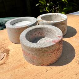Unique Concrete Tea Light Holders/Gift Gold Home Decor - thumbnail 1