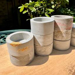 Unique Concrete Tea Light Holders/Gift Gold Home Decor - thumbnail 3