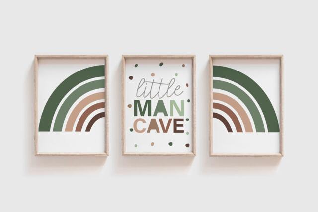 Set Of 3Boys Nursery Prints, Rainbow Wall Art, Boys Bedroom Little Man Cave Print, Safari Jungle - image 1