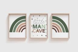 Set Of 3Boys Nursery Prints, Rainbow Wall Art, Boys Bedroom Little Man Cave Print, Safari Jungle - thumbnail 1
