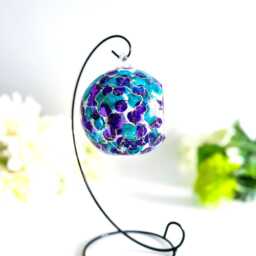 Hand Painted Abstract Glass Candle Holder Teal, Purple & Gold - thumbnail 4