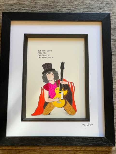 T Rex Inspired Children Of The Revolution Hand Drawn Original Framed Artwork - image 1