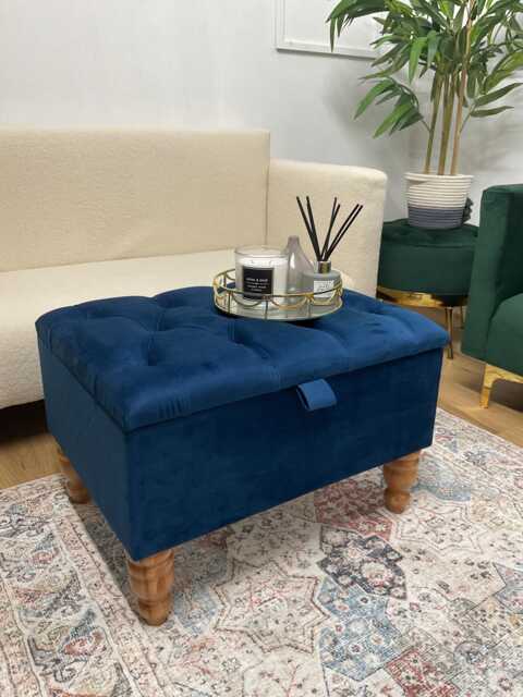 Sapphire Handmade Storage Ottoman Footstool Coffee Table Pouffe Bench Chesterfield Declutter Living Space - image 1