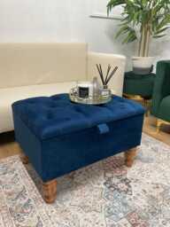 Sapphire Handmade Storage Ottoman Footstool Coffee Table Pouffe Bench Chesterfield Declutter Living Space - thumbnail 1