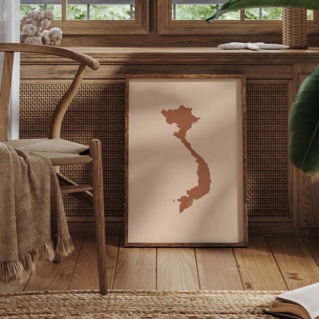 Vietnam Map Boho Wall Art Print Mid Century Travel Poster - image 1