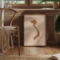 Vietnam Map Boho Wall Art Print Mid Century Travel Poster - thumbnail 1