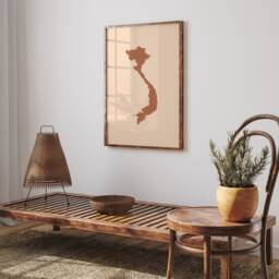 Vietnam Map Boho Wall Art Print Mid Century Travel Poster - thumbnail 2