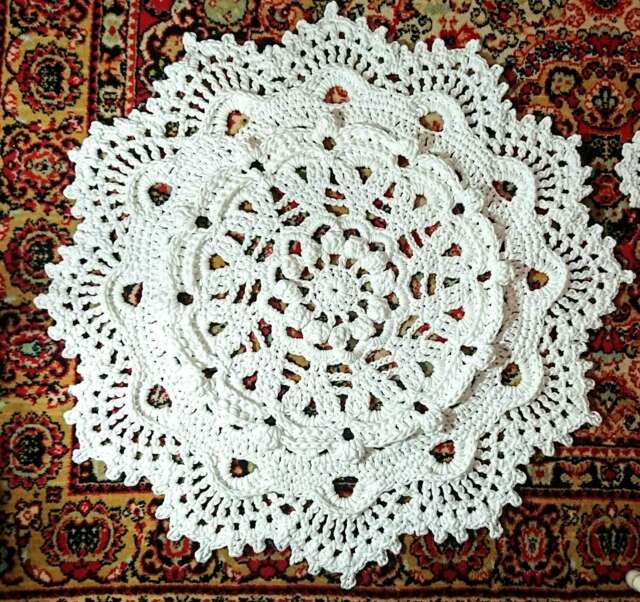 Crochet Rug Mari 3D Boho Table Cover, Living Room Decor - 35 Inch - image 1
