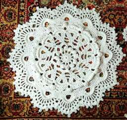 Crochet Rug Mari 3D Boho Table Cover, Living Room Decor - 35 Inch - thumbnail 1