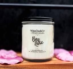 Bay Lake 8Oz Candle With Free Pin Inside - Vacation Memories Lobby Theme Park Lover Soy Green Clover Aloe - thumbnail 1