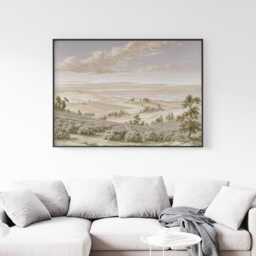 Beige Countryside Landscape Poster, Vintage Paper Wall Art - thumbnail 2