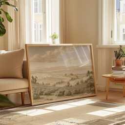 Beige Countryside Landscape Poster, Vintage Paper Wall Art - thumbnail 4