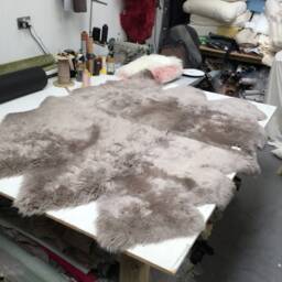 Huge Warm Gray Sheepskin Rug, Quad Nordic Throw - thumbnail 2