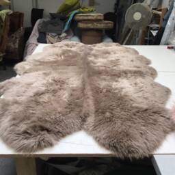 Huge Warm Gray Sheepskin Rug, Quad Nordic Throw - thumbnail 3