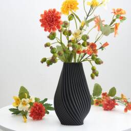 Olive Green Spiral Vase - Modern Wavy Ornament For Faux Flowers, Eco-Friendly Pla - thumbnail 2