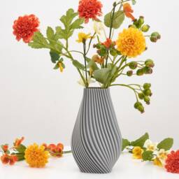 Olive Green Spiral Vase - Modern Wavy Ornament For Faux Flowers, Eco-Friendly Pla - thumbnail 3