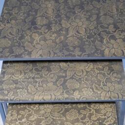 Nested Floral Industrial Style Coffee Tables - Brown Nest Of - thumbnail 3