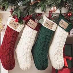Personalized Family Christmas Stockings, 2025 Stockings With Name, Holiday Stockings, Custom Knitted Stockings, Holiday Decor Gift - thumbnail 2